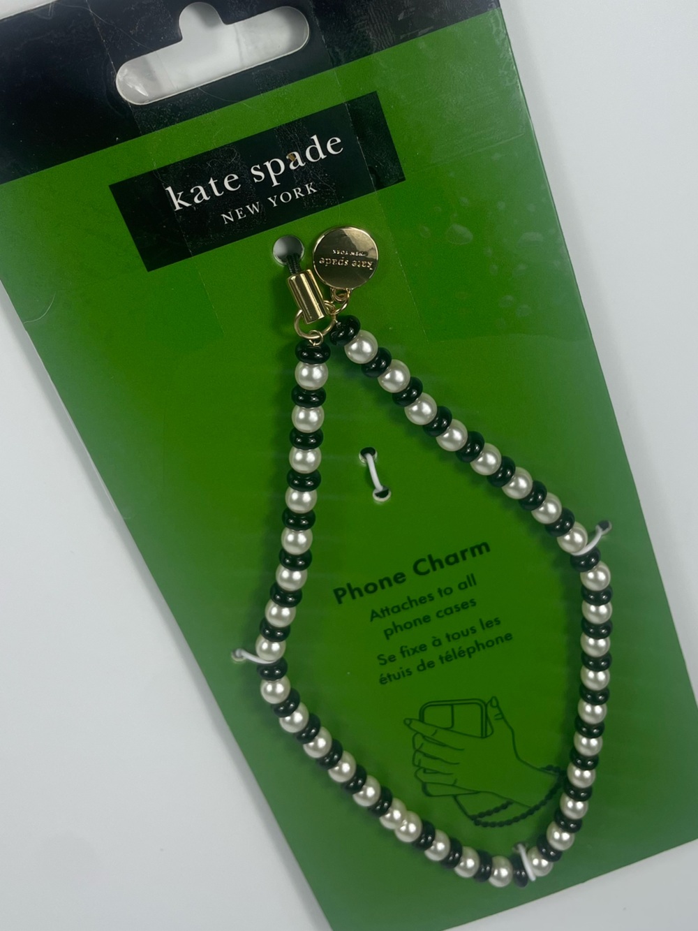 kate spade New York Black & Pearl Phone Charm